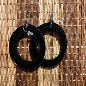 Elegant Black Cow Horn Hoop Earrings